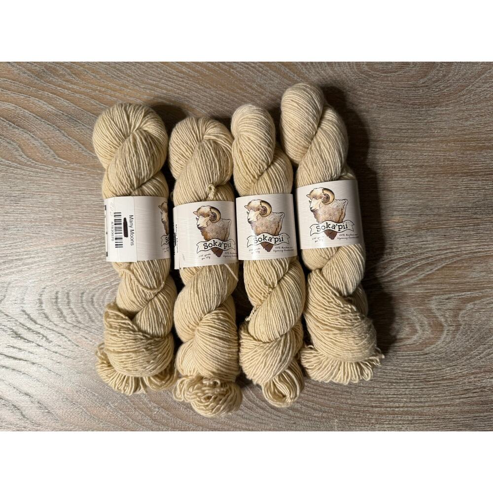 4x Farmers Daughter Fibers Soka'pii Rambouillet Wool Yarn Many Moons